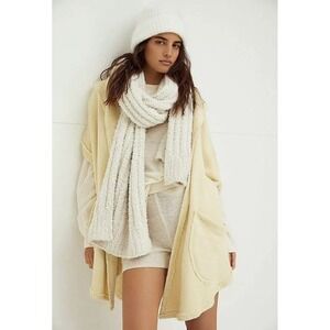 Free People Beach Staycation Cardi Butter Yellow Hooded Poncho Cardigan XS